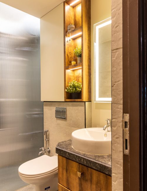 Modern bathroom with a round basin